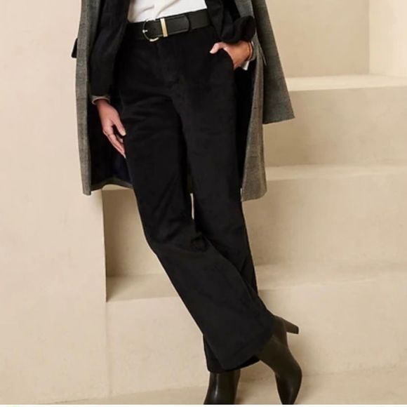 VTG Banana Republic High Waisted Wide Leg Corduroy Pants in Black | SZ 8 - Picture 1 of 7